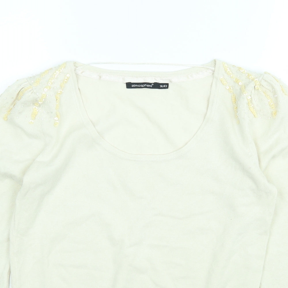 Womens UK Size M Atmosphere Beige Pullover Jumper
