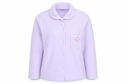 Front view of Debenhams women’s purple cardigan jumper, size UK 12