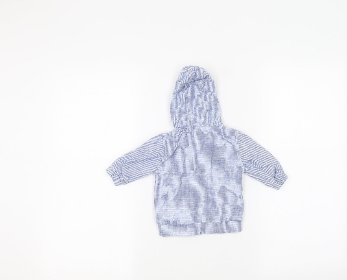 Next Baby Blue Striped  Parka Coat Size 0-3 Months