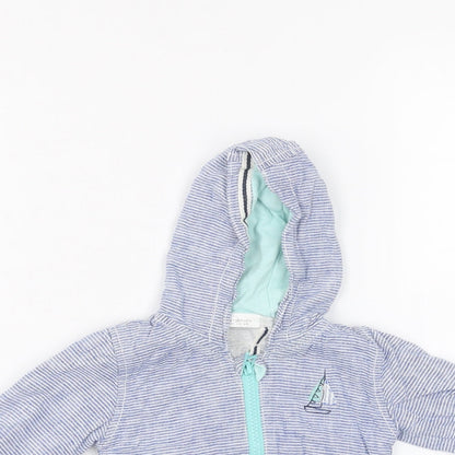 Next Baby Blue Striped  Parka Coat Size 0-3 Months