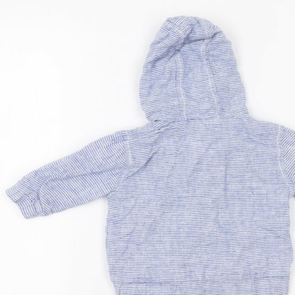 Next Baby Blue Striped  Parka Coat Size 0-3 Months