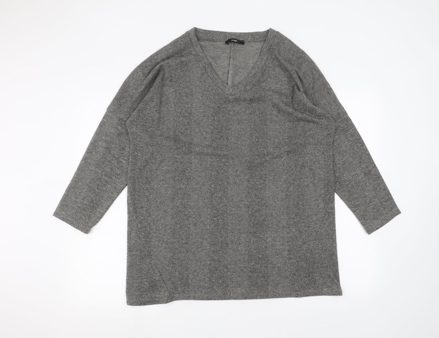 George Womens Black Striped  Basic T-Shirt Size L