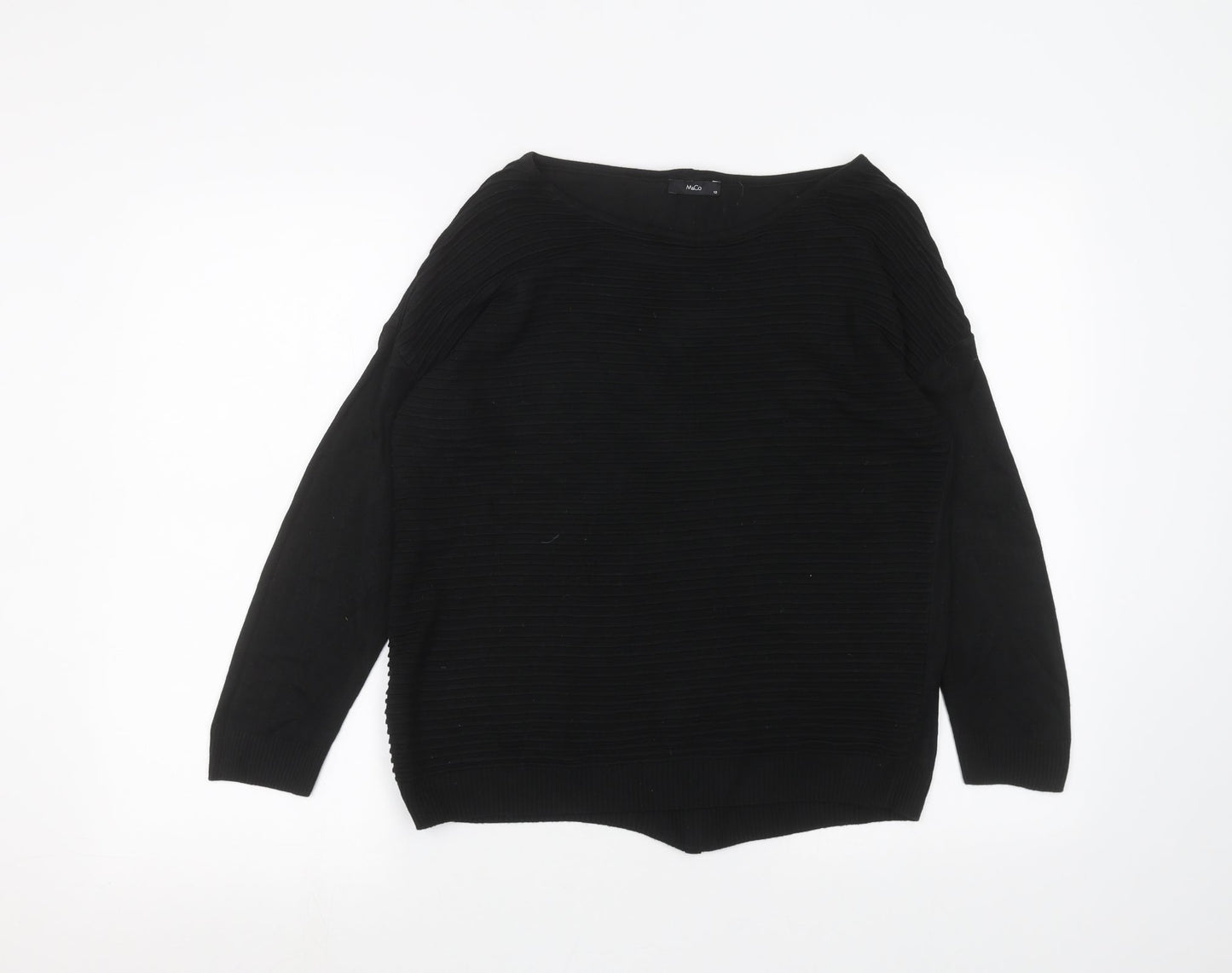 Womens UK Size 12 M&Co Black Basic T-Shirt