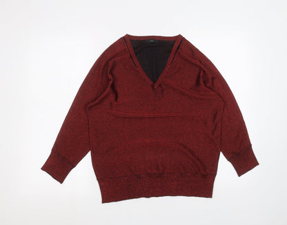 Womens UK Size 12 M&Co Red Basic T-Shirt