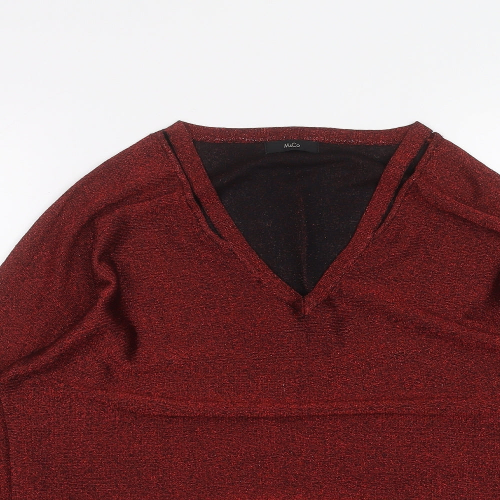 Womens UK Size 12 M&Co Red Basic T-Shirt