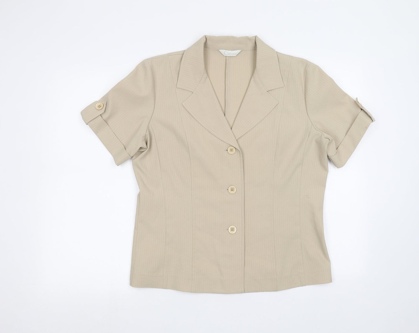 Classics Womens Brown   Basic Button-Up Size 14