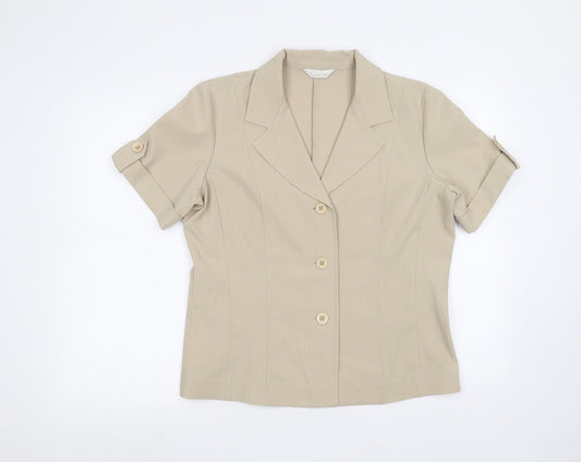 Classics Womens Brown   Basic Button-Up Size 14