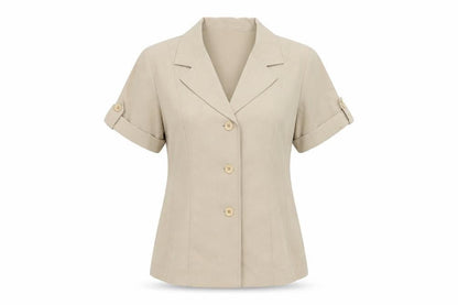 Womens UK Size 14 Classics Brown Basic Button-Up