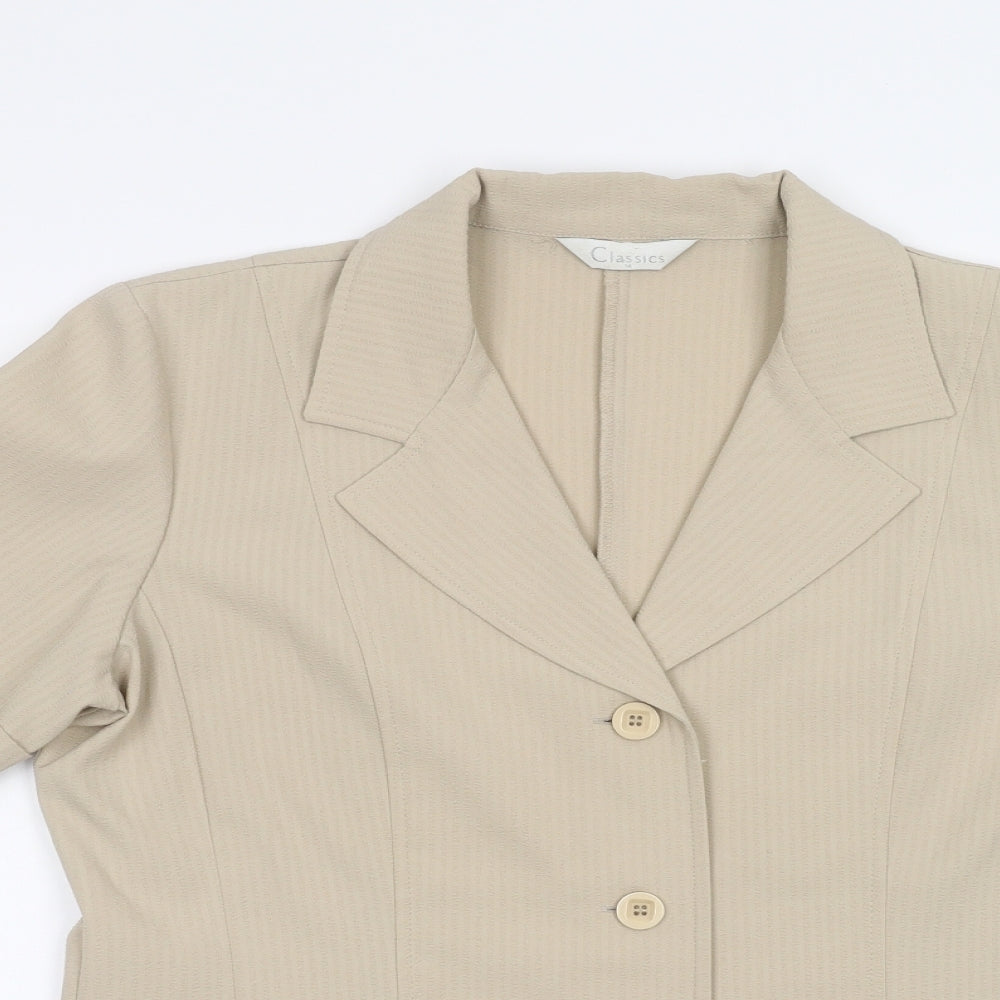 Classics Womens Brown   Basic Button-Up Size 14