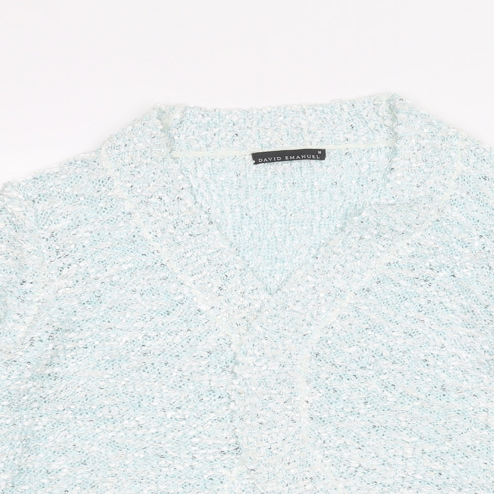 DAVID EMANUEL Womens Blue   Cardigan Jumper Size M