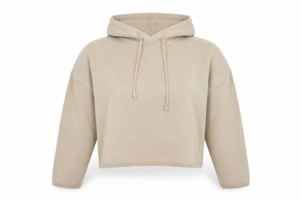 Front view of Boohoo women’s brown pullover hoodie, size M