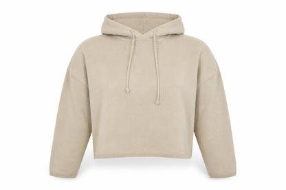 Front view of Boohoo women’s brown pullover hoodie, size M