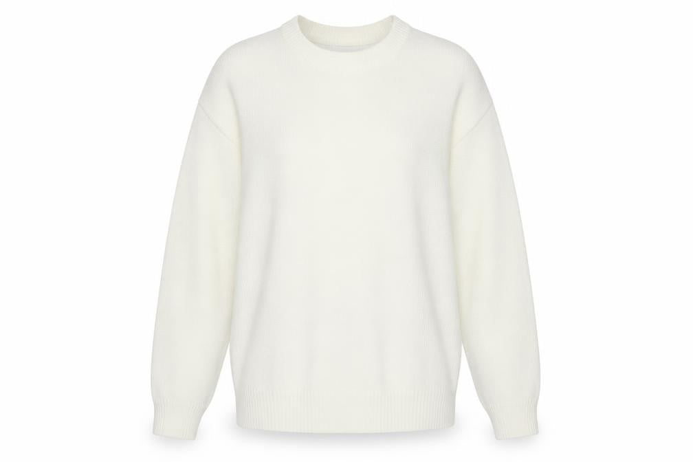 Front view of Damart women’s white jumper, size UK 16