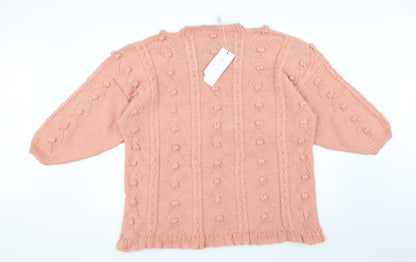 Solo Womens Pink Argyle/Diamond  Pullover Jumper