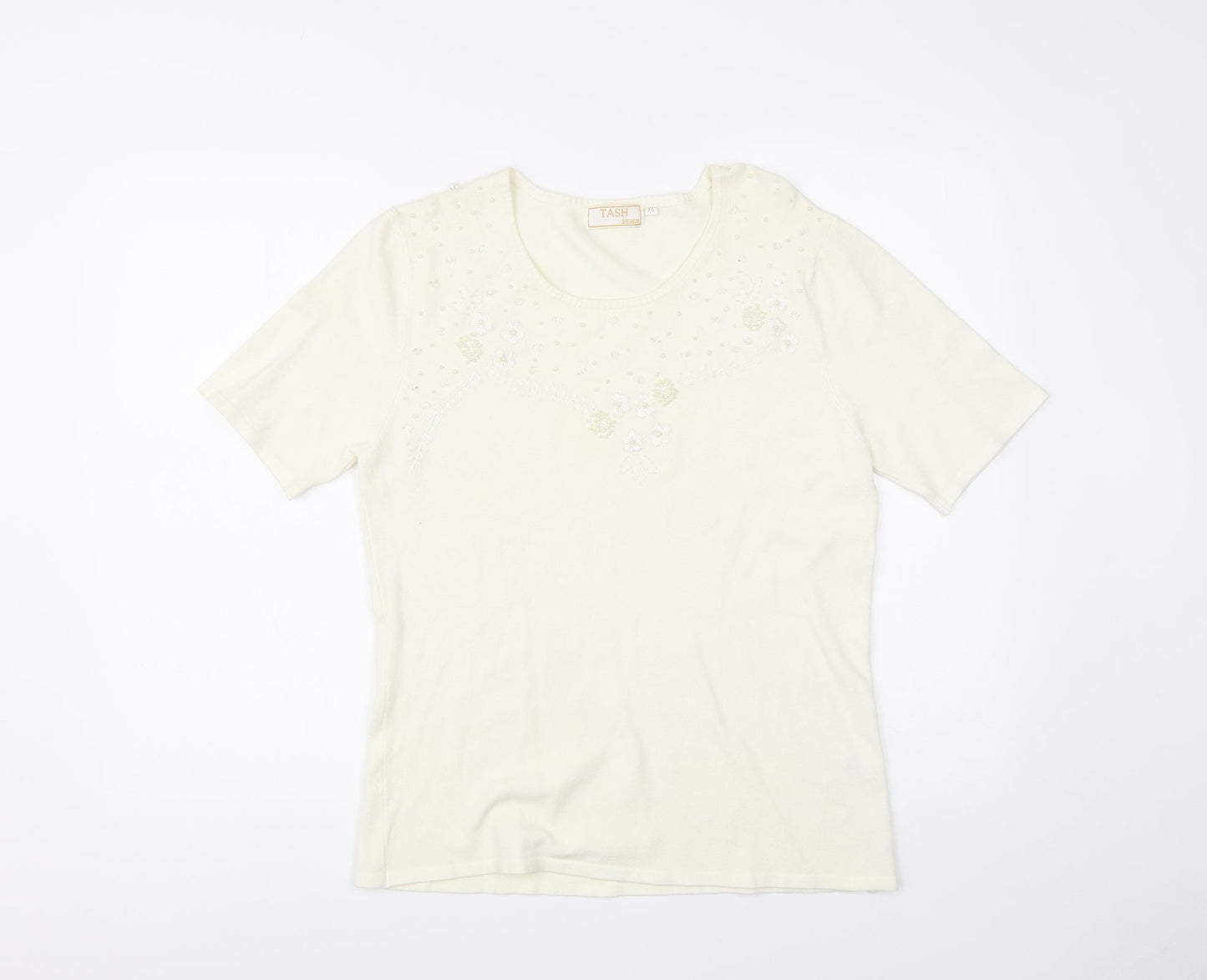 TASH Womens White   Basic T-Shirt Size XL