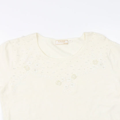 TASH Womens White   Basic T-Shirt Size XL