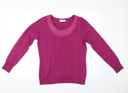 Womens UK Size 12 Per Una Purple Basic T-Shirt