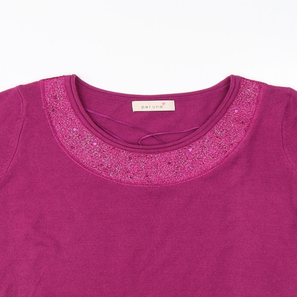 Womens UK Size 12 Per Una Purple Basic T-Shirt