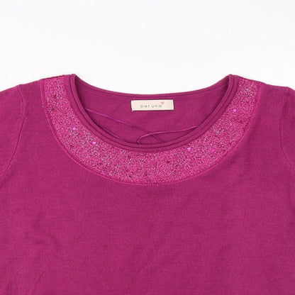 Womens UK Size 12 Per Una Purple Basic T-Shirt