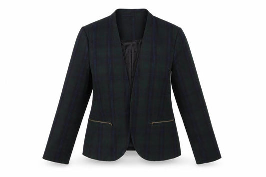 Front view of Peacocks women’s multicoloured check jacket blazer, size UK 12