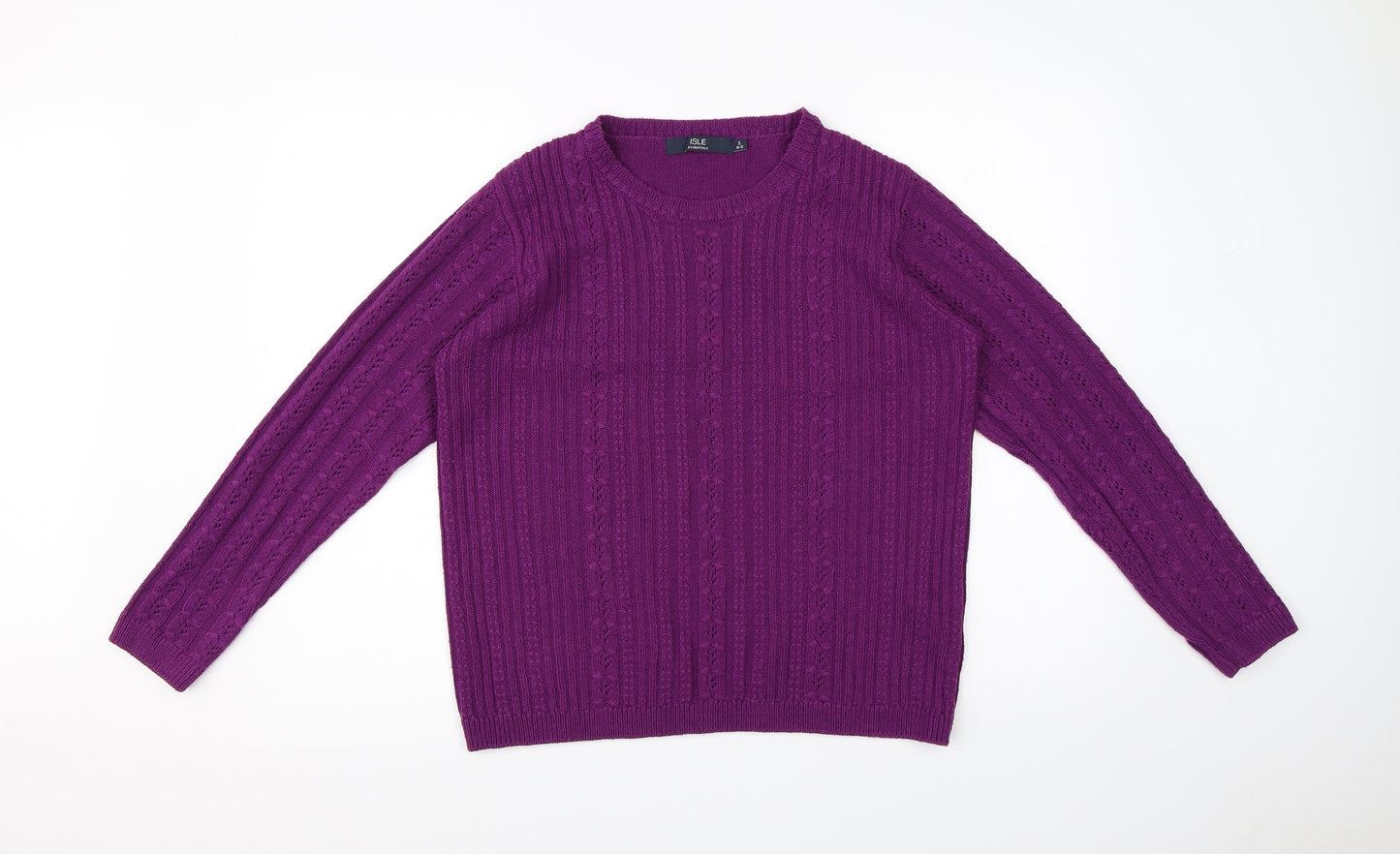 ISLE Womens Purple Striped  Pullover Sweatshirt Size 12