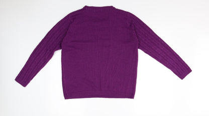 ISLE Womens Purple Striped  Pullover Sweatshirt Size 12