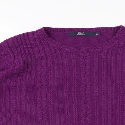 ISLE Womens Purple Striped  Pullover Sweatshirt Size 12