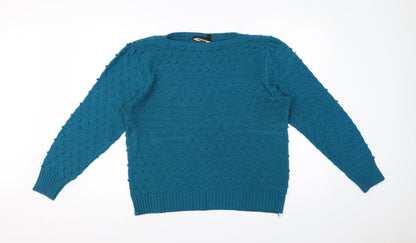 BRIG-O-DOON Womens Blue Polka Dot  Pullover Sweatshirt