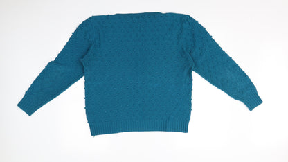 BRIG-O-DOON Womens Blue Polka Dot  Pullover Sweatshirt