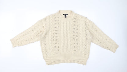 Womens UK Size M New Look Beige Pullover Jumper