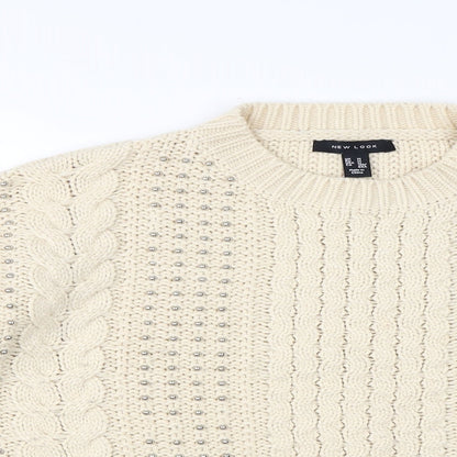Womens UK Size M New Look Beige Pullover Jumper