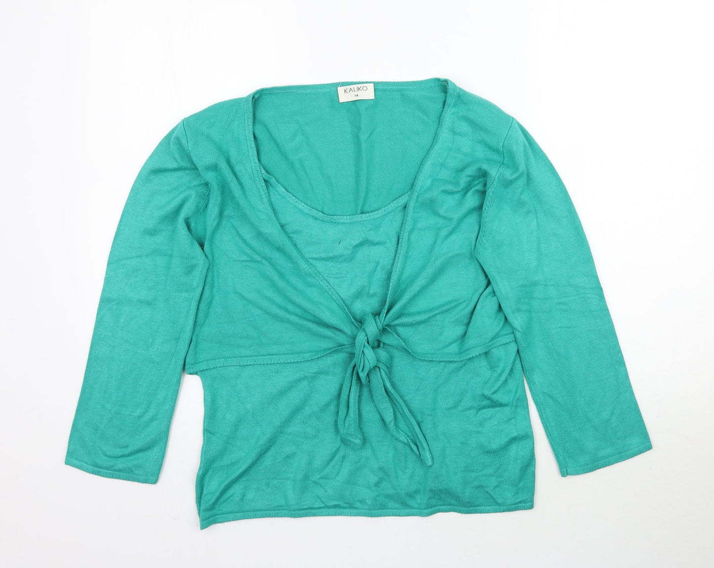 Womens UK Size 14 Kaliko Green Basic Blouse