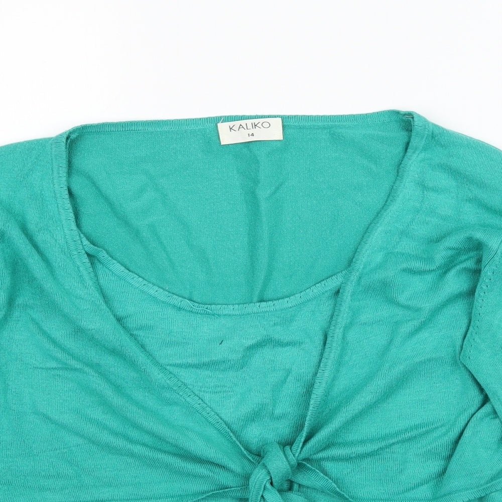 Womens UK Size 14 Kaliko Green Basic Blouse