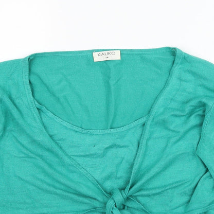 Womens UK Size 14 Kaliko Green Basic Blouse