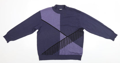 Preworn Mens Blue Geometric  Pullover Jumper