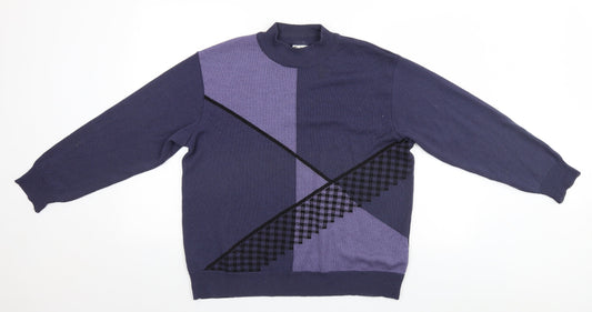 Preworn Mens Blue Geometric  Pullover Jumper