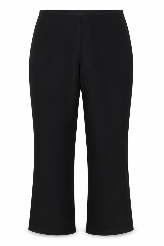 Front view of vidaXL women’s black trousers, size UK 14, 26-inch leg