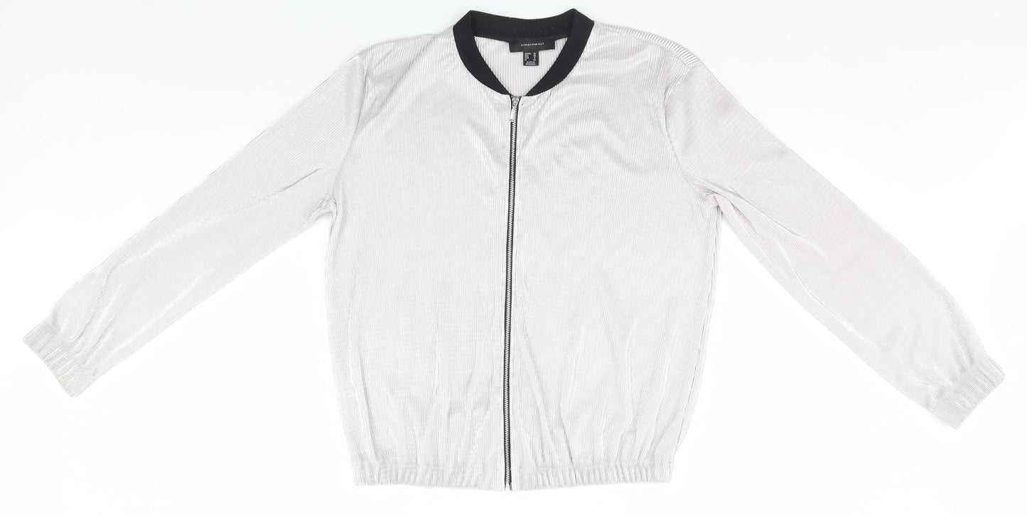 Womens UK Size 10 Atmosphere Silver Full Zip Jumper