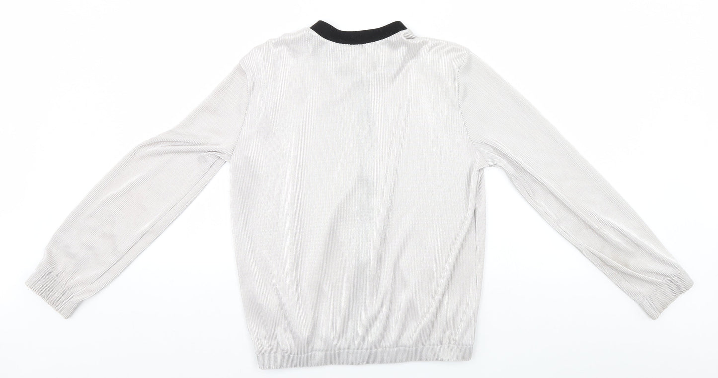 Womens UK Size 10 Atmosphere Silver Full Zip Jumper