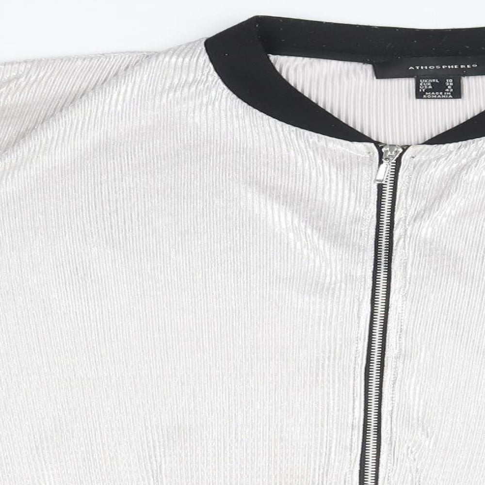 Womens UK Size 10 Atmosphere Silver Full Zip Jumper