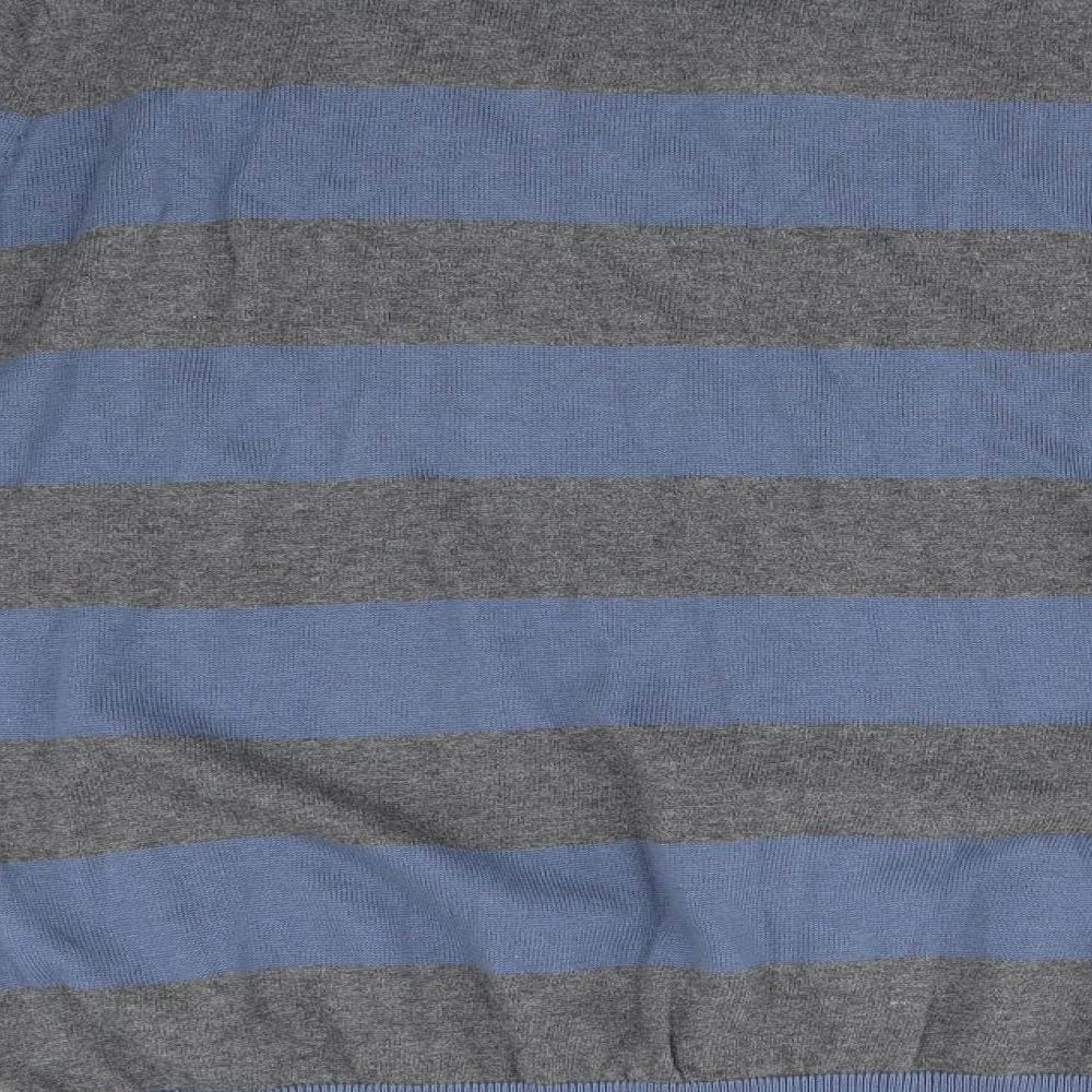 Trait Mens Blue Striped  Henley Jumper Size XL