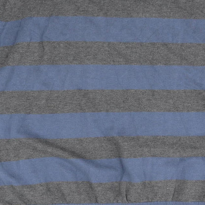Trait Mens Blue Striped  Henley Jumper Size XL