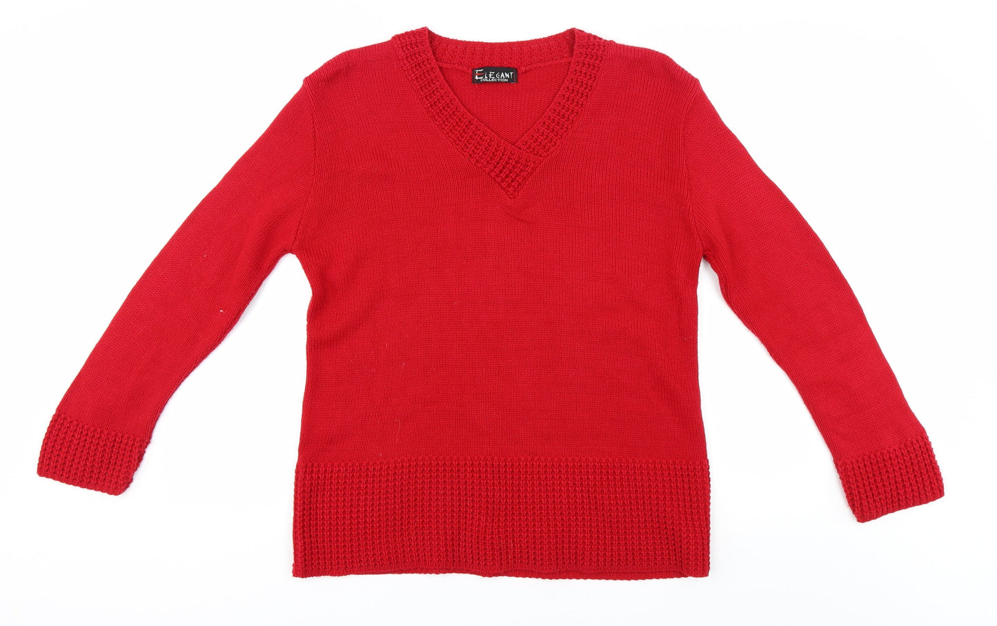 Womens UK Size L Elegant Red Pullover Jumper