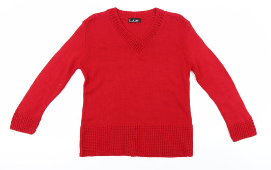 Womens UK Size L Elegant Red Pullover Jumper