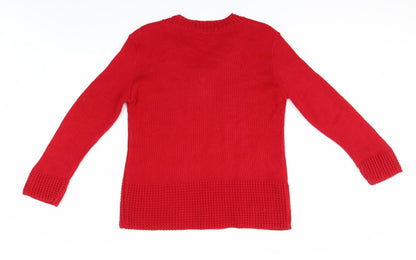 Womens UK Size L Elegant Red Pullover Jumper
