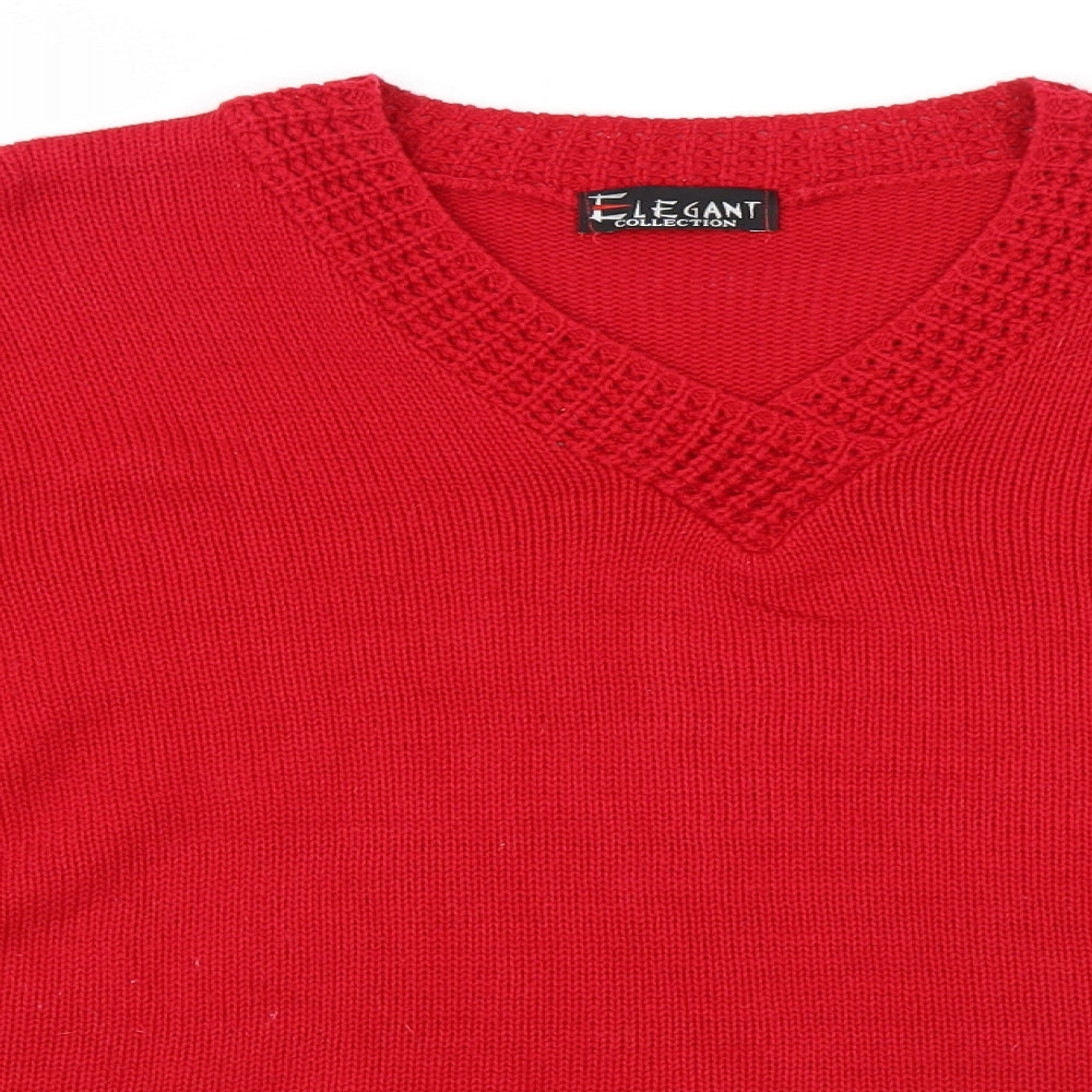 Womens UK Size L Elegant Red Pullover Jumper