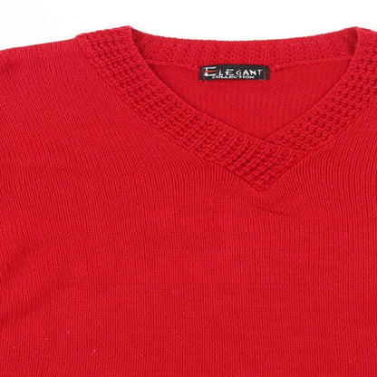Womens UK Size L Elegant Red Pullover Jumper