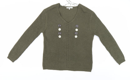 Womens UK Size S Peacocks Green Pullover Jumper