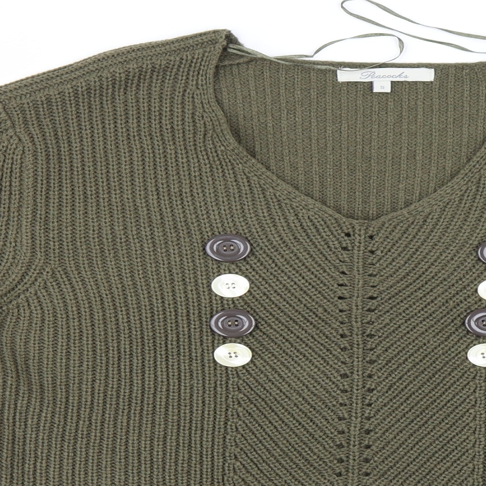 Womens UK Size S Peacocks Green Pullover Jumper