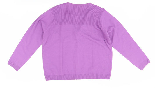 Womens UK Size One Size EWM Purple Cardigan Jumper